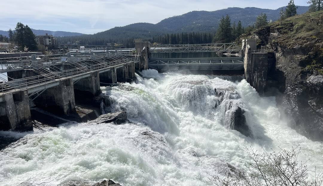 Dam and water flow at Post Falls, ID for moving services.